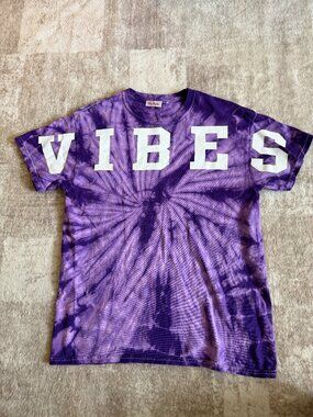 Miss Popular Girls Purple Tie Dye “VIBES” T‑Shirt Graphic Tee
